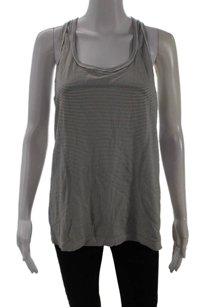 Lululemon Womens Black Striped Sleeveless Tank Round Neck Size 12