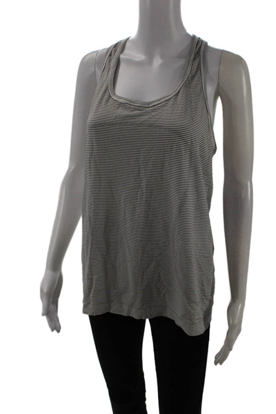 Lululemon Womens Black Striped Sleeveless Tank Round Neck Size 12