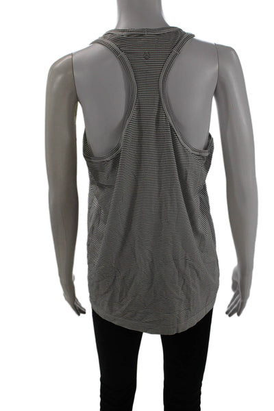 Lululemon Womens Black Striped Sleeveless Tank Round Neck Size 12