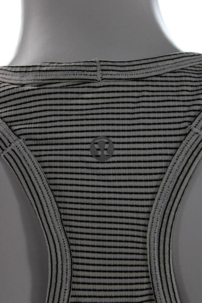 Lululemon Womens Black Striped Sleeveless Tank Round Neck Size 12