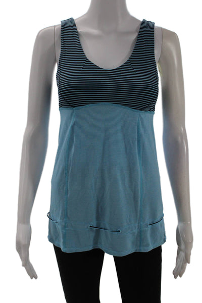 Lululemon Women Black Striped Camisole Sleeveless Round Neck Size 10