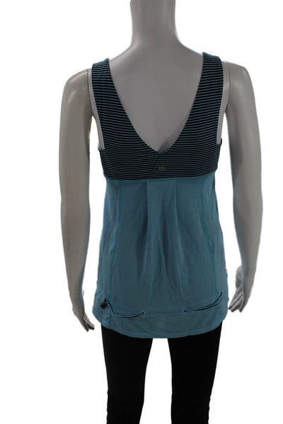 Lululemon Women Black Striped Camisole Sleeveless Round Neck Size 10