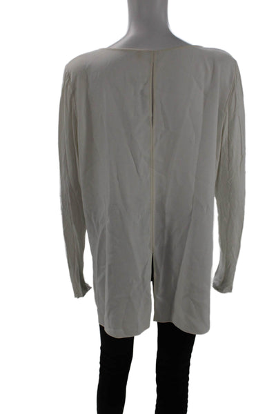 Elie Tahari Women V-Neck Long Sleeve Silk Blend Basic Blouse White Size L