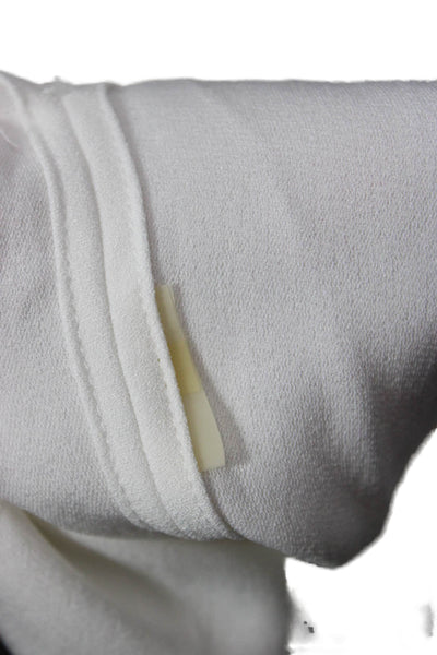 Elie Tahari Women V-Neck Long Sleeve Silk Blend Basic Blouse White Size L