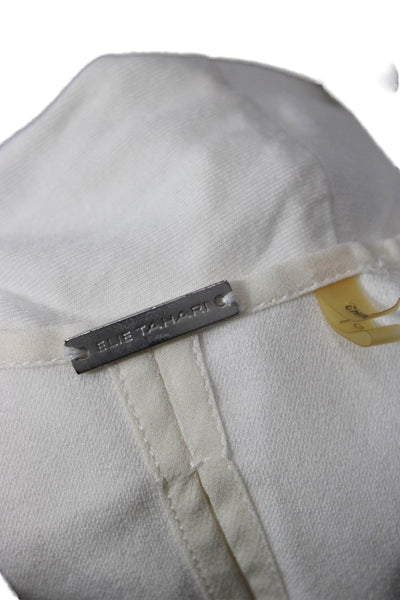 Elie Tahari Women V-Neck Long Sleeve Silk Blend Basic Blouse White Size L