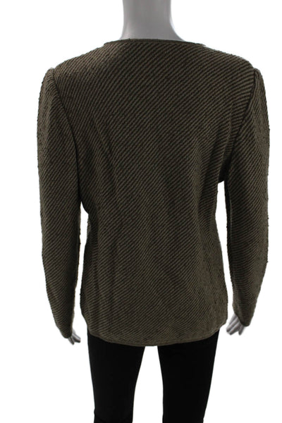 Valentino Boutique Unisex Brown Herringbone Wool Blend Pullover Sweater Size L