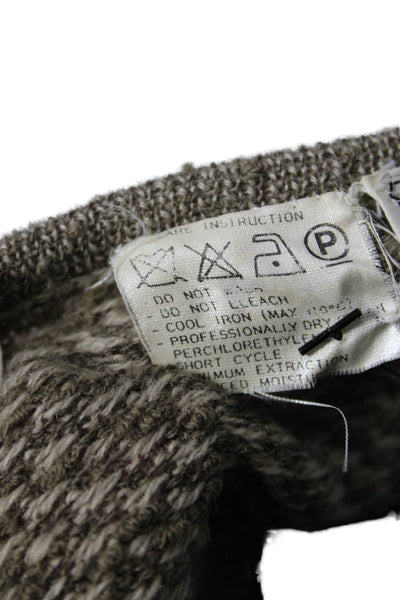 Valentino Boutique Unisex Brown Herringbone Wool Blend Pullover Sweater Size L