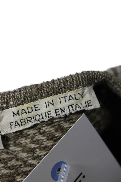Valentino Boutique Unisex Brown Herringbone Wool Blend Pullover Sweater Size L