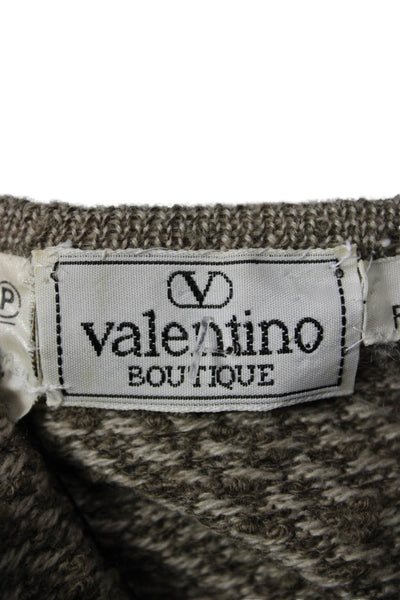 Valentino Boutique Unisex Brown Herringbone Wool Blend Pullover Sweater Size L