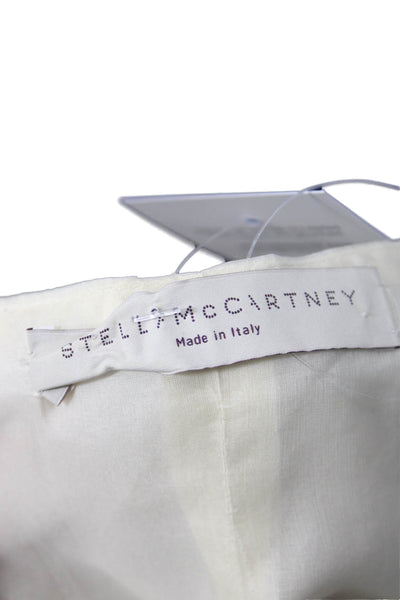Stella McCartney Women Mini Dress Beige Silk Hook Eye Sleeveless Size 42