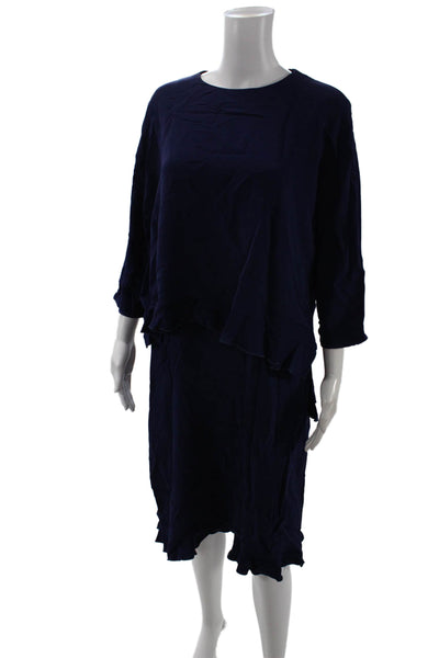 Stella McCartney Womens Shift Dress Dark Blue 3/4 Sleeve Knee Length Size 48