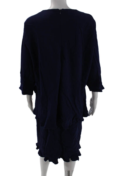 Stella McCartney Womens Shift Dress Dark Blue 3/4 Sleeve Knee Length Size 48