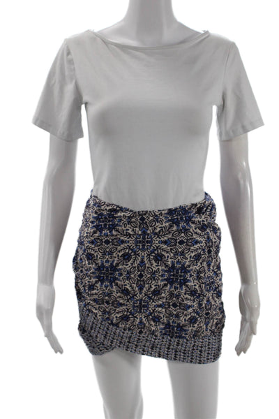 Zara Womens Floral Wrap Mini Skirt Beige Cotton Elastane Sleeveless Size XL