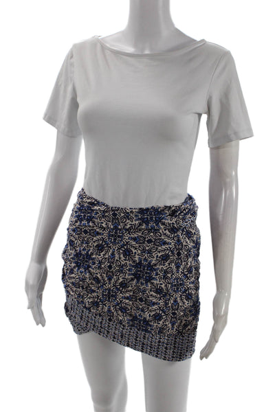 Zara Womens Floral Wrap Mini Skirt Beige Cotton Elastane Sleeveless Size XL