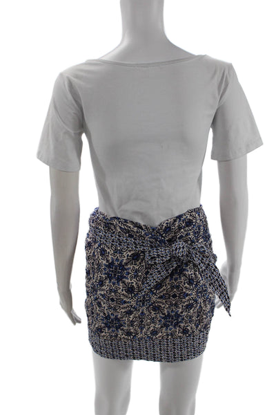Zara Womens Floral Wrap Mini Skirt Beige Cotton Elastane Sleeveless Size XL