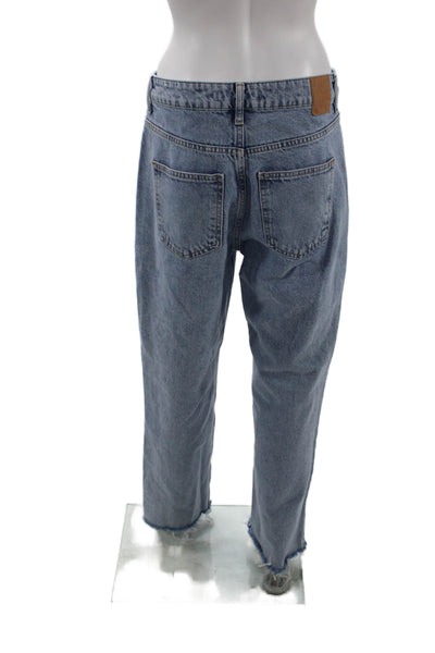 Zara Unisex Jeans Straight Wide Leg Blue 100% Cotton Mid Rise Size 30
