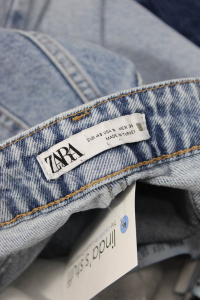 Zara Unisex Jeans Straight Wide Leg Blue 100% Cotton Mid Rise Size 30