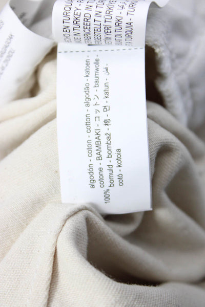 Zara Women Paperbag Pants Beige Cotton Drawstring Size M