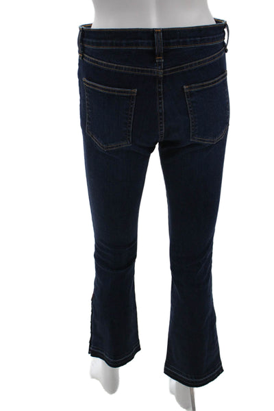 Veronica Beard Women Dark Blue Bootcut Cropped Jeans Mid Rise Button Size 27