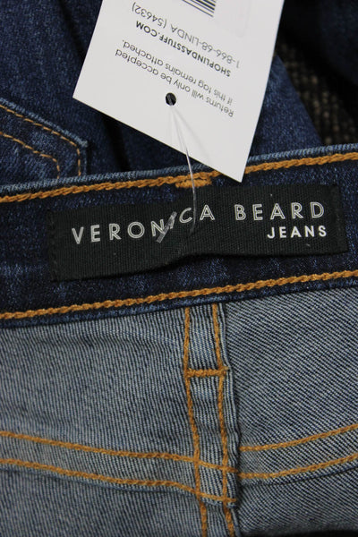 Veronica Beard Women Dark Blue Bootcut Cropped Jeans Mid Rise Button Size 27
