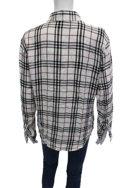 Sanctuary Womens Black Plaid Collared Rayon Button-Up Long Sleeve Size S