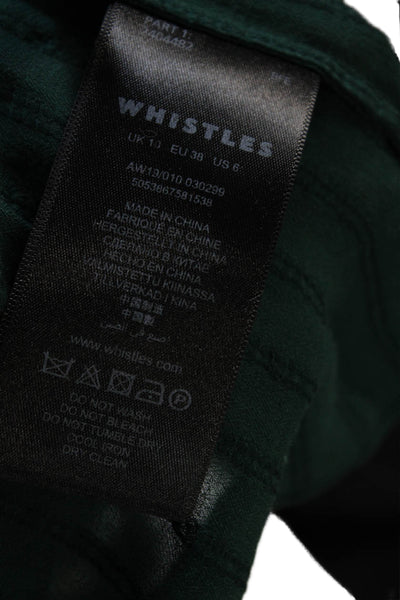 Whistles Womens Green Striped High Neck Button Long Sleeve Blouse Size S