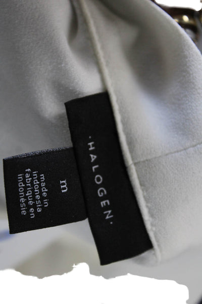 Halogen Women Basic White Long Sleeve Blouse Button Silk Blend Size M