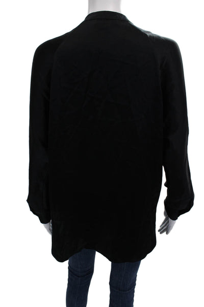 Vince Womens Black Silk Mock Neck Long Sleeve Basic Blouse Size S