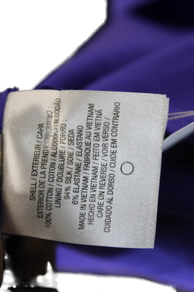 Elie Tahari Women Sleeveless Purple Floral High Neck Cotton Tunic Size M