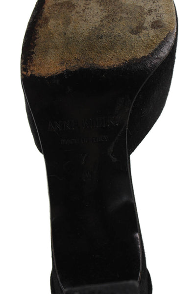 Anne Klein Womens Suede Pointed Ankle Strap Heels Black Size 7M