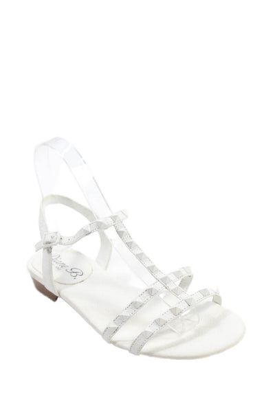Diane B Womens Leather Studded Ankle Strap Sandals White Size 6.5