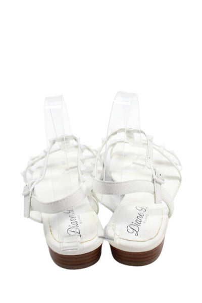 Diane B Womens Leather Studded Ankle Strap Sandals White Size 6.5