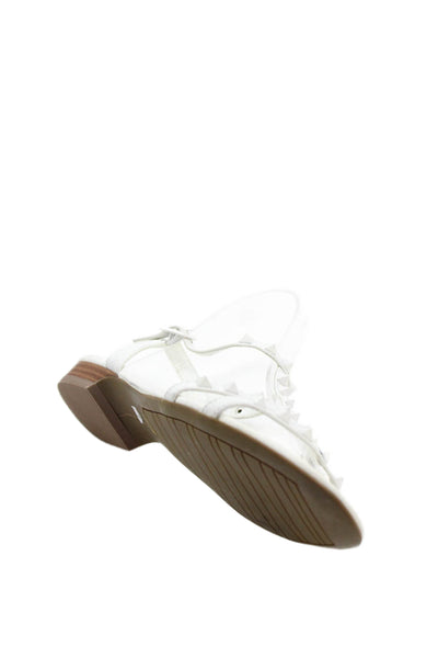 Diane B Womens Leather Studded Ankle Strap Sandals White Size 6.5