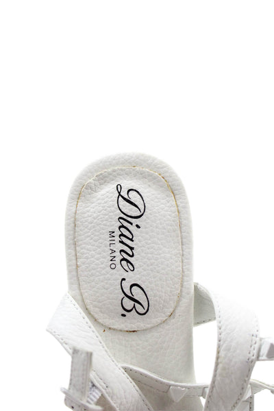 Diane B Womens Leather Studded Ankle Strap Sandals White Size 6.5