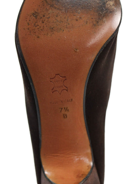 Andrea Carrano Womens Pointed Toe Slip On Heels Brown Size 7.5B