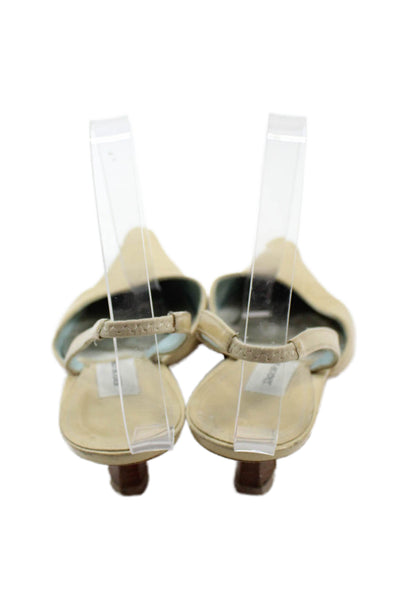 Bergdorf Goodman Womens Leather Pointed Toe Slingback Heels Beige Size 37 7