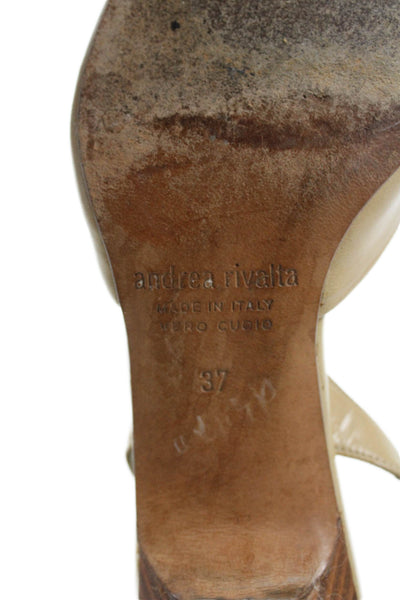 Bergdorf Goodman Womens Leather Pointed Toe Slingback Heels Beige Size 37 7