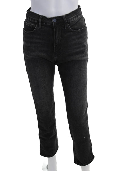 Frame Denim Women Cropped Skinny Jeans Black Mid Rise Size 27