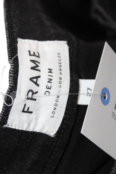 Frame Denim Women Cropped Skinny Jeans Black Mid Rise Size 27