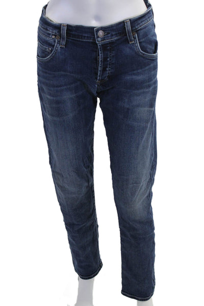 Citizens of Humanity Unisex Straight Jeans Dark Blue High Rise Button Size 25