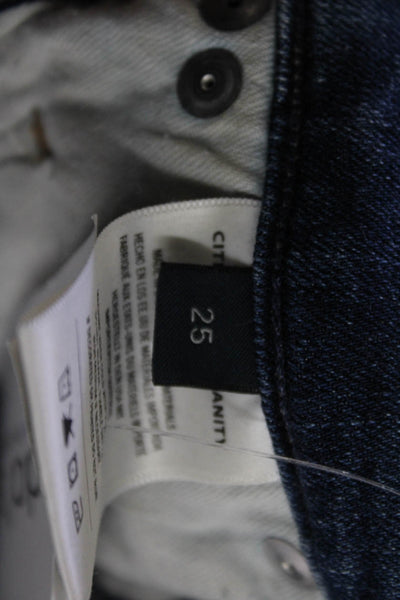 Citizens of Humanity Unisex Straight Jeans Dark Blue High Rise Button Size 25