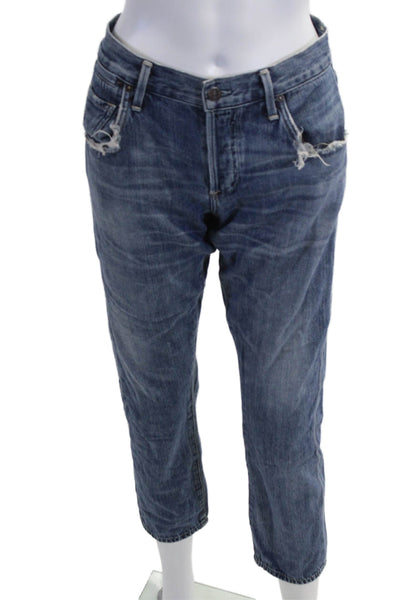 Citizens of Humanity Womens Cropped Boyfriend Jeans Dark Blue High Rise Size 27
