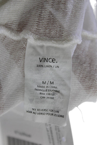 Vince Women Basic Linen V-Neck Sleeveless Tank White Size M