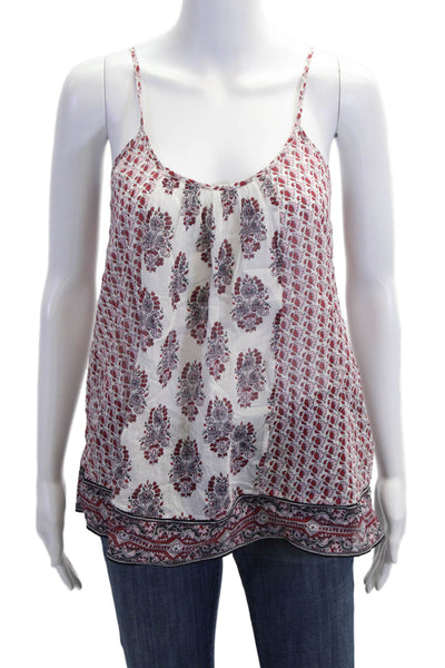 Soft Joie Women Camisole White Paisley Cotton Bohemian Petite Size XS
