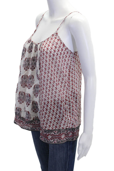 Soft Joie Women Camisole White Paisley Cotton Bohemian Petite Size XS