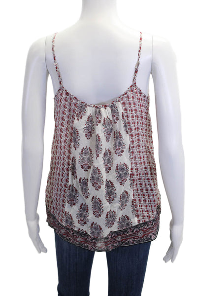 Soft Joie Women Camisole White Paisley Cotton Bohemian Petite Size XS
