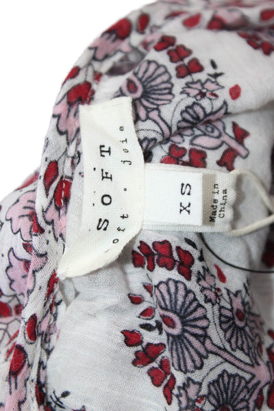 Soft Joie Women Camisole White Paisley Cotton Bohemian Petite Size XS