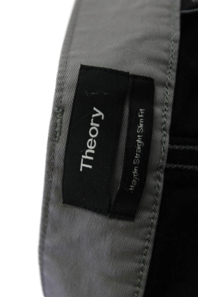 Theory Mens Chino Khakis Gray Cotton Blend 29 Inseam Size 33