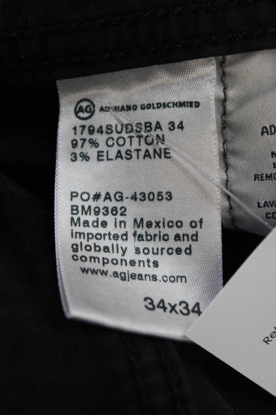 AG Mens Designer Ankle Cropped Black Pants Size 34