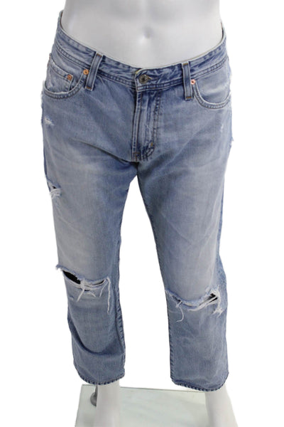 AG Mens Cropped Straight Jeans Light Blue 100% Cotton Button Fly 90s Size 34